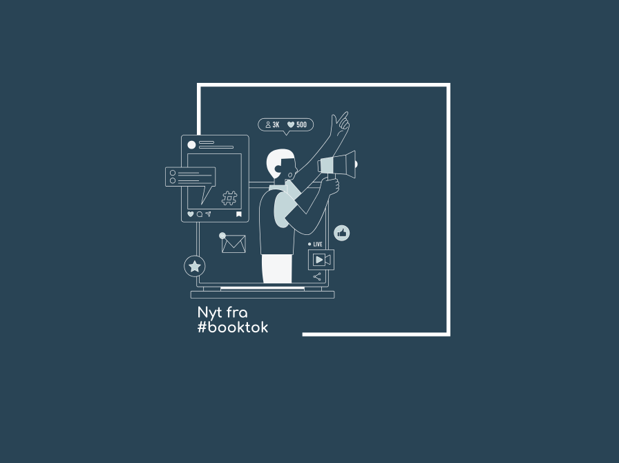 Grafik med mand med megafon og mobiltelefoner